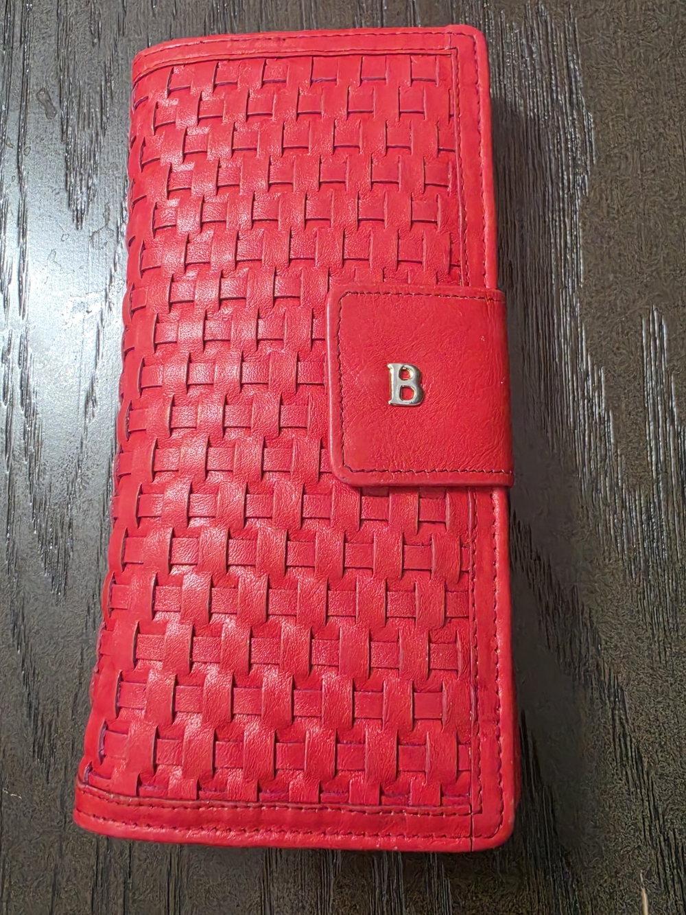 BALLY Woven Red Leather Clutch Wallet